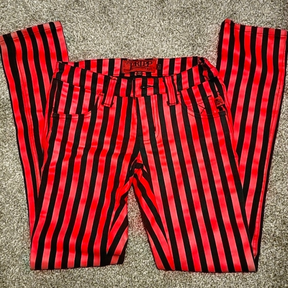 Tripp NYC Red Striped Wax Pants